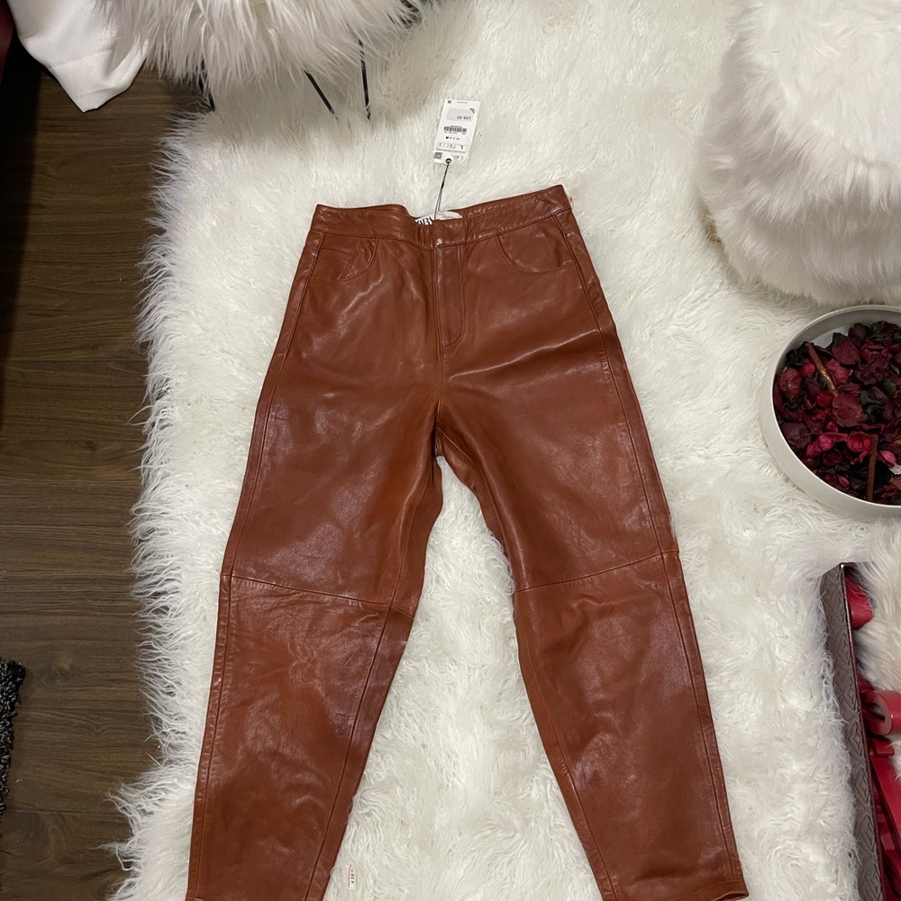 Zara 100% leather cropped pants - Picture 7 of 7